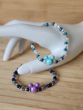 🆕️Anna & Elsa Mickey Beads Stretch Bracelet Set